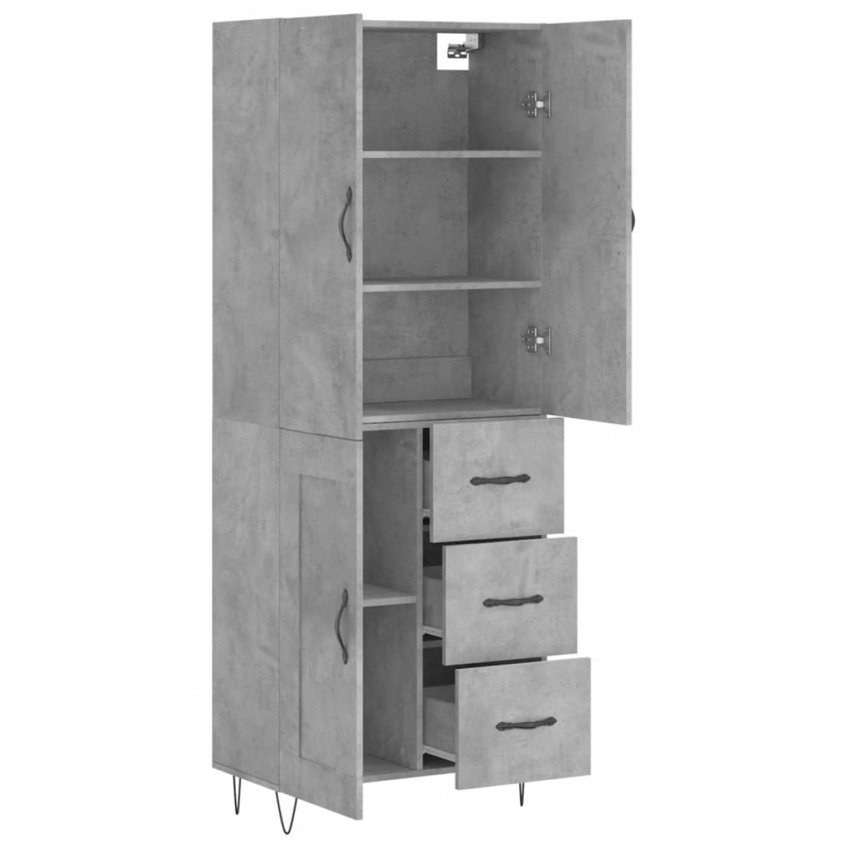 vidaXL Ντουλάπι Γκρι Σκυροδέματος 69,5x34x180 εκ. Επεξεργασμένο Ξύλο