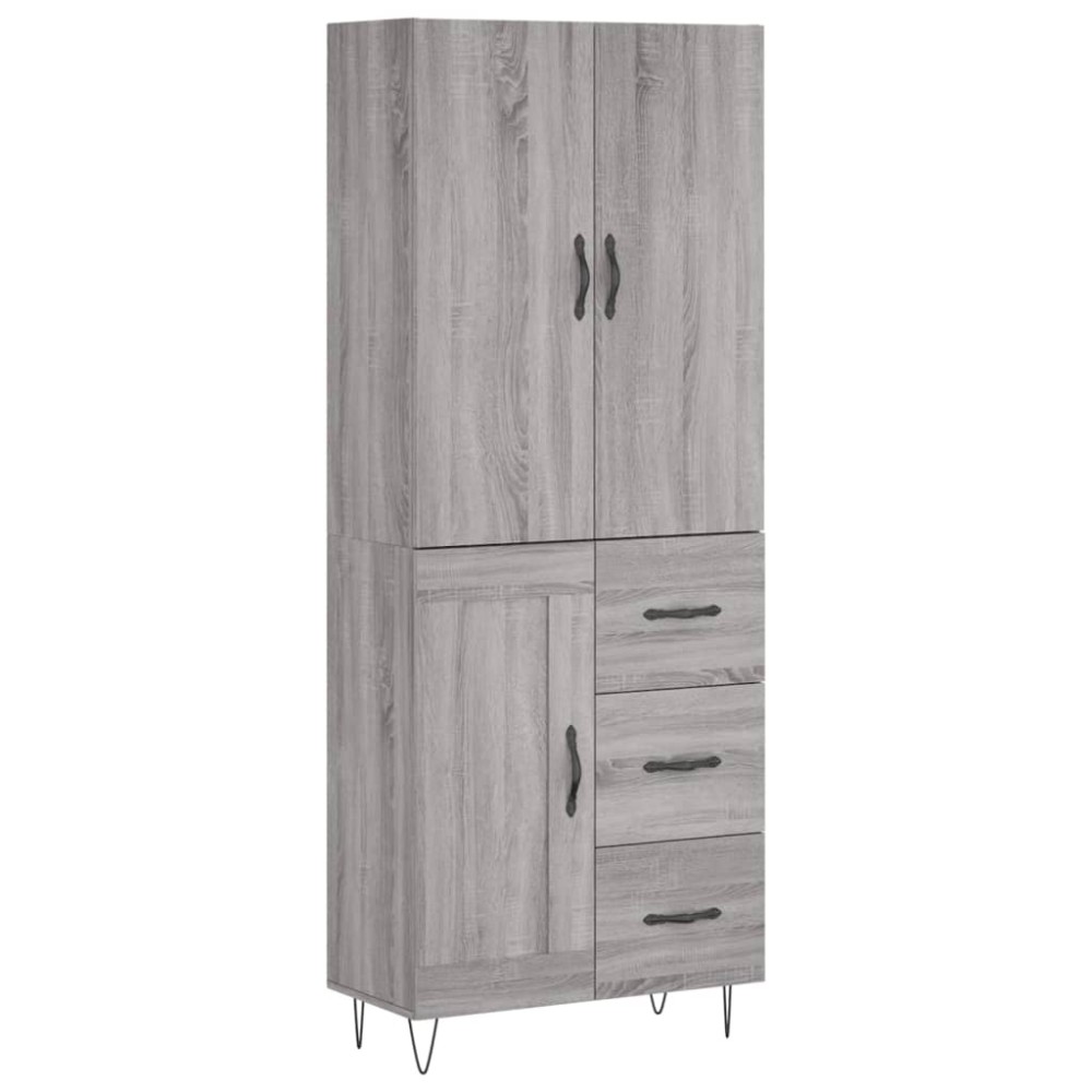 vidaXL Ντουλάπι Γκρι Sonoma 69,5 x 34 x 180 εκ. Επεξεργασμένο Ξύλο
