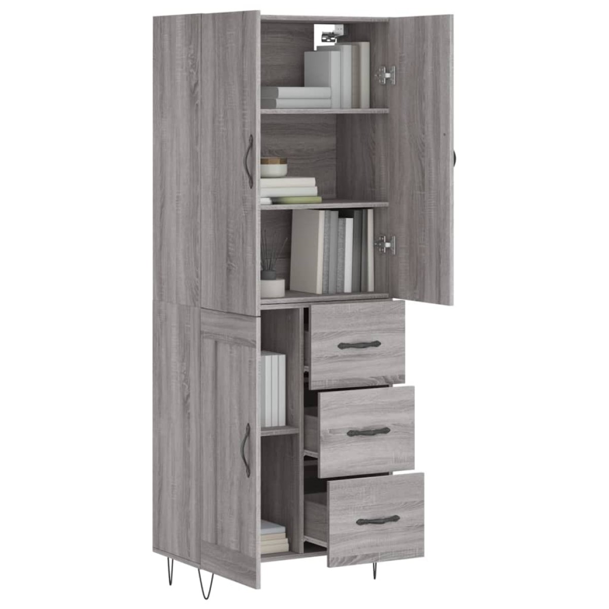 vidaXL Ντουλάπι Γκρι Sonoma 69,5 x 34 x 180 εκ. Επεξεργασμένο Ξύλο