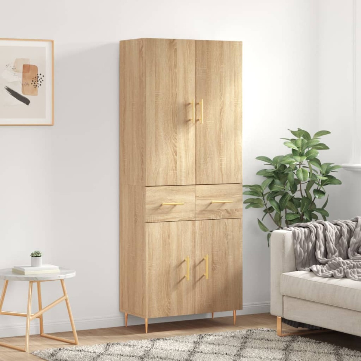 vidaXL Ντουλάπι Sonoma δρυς 69,5 x 34 x 180 εκ. από Επεξεργασμένο Ξύλο