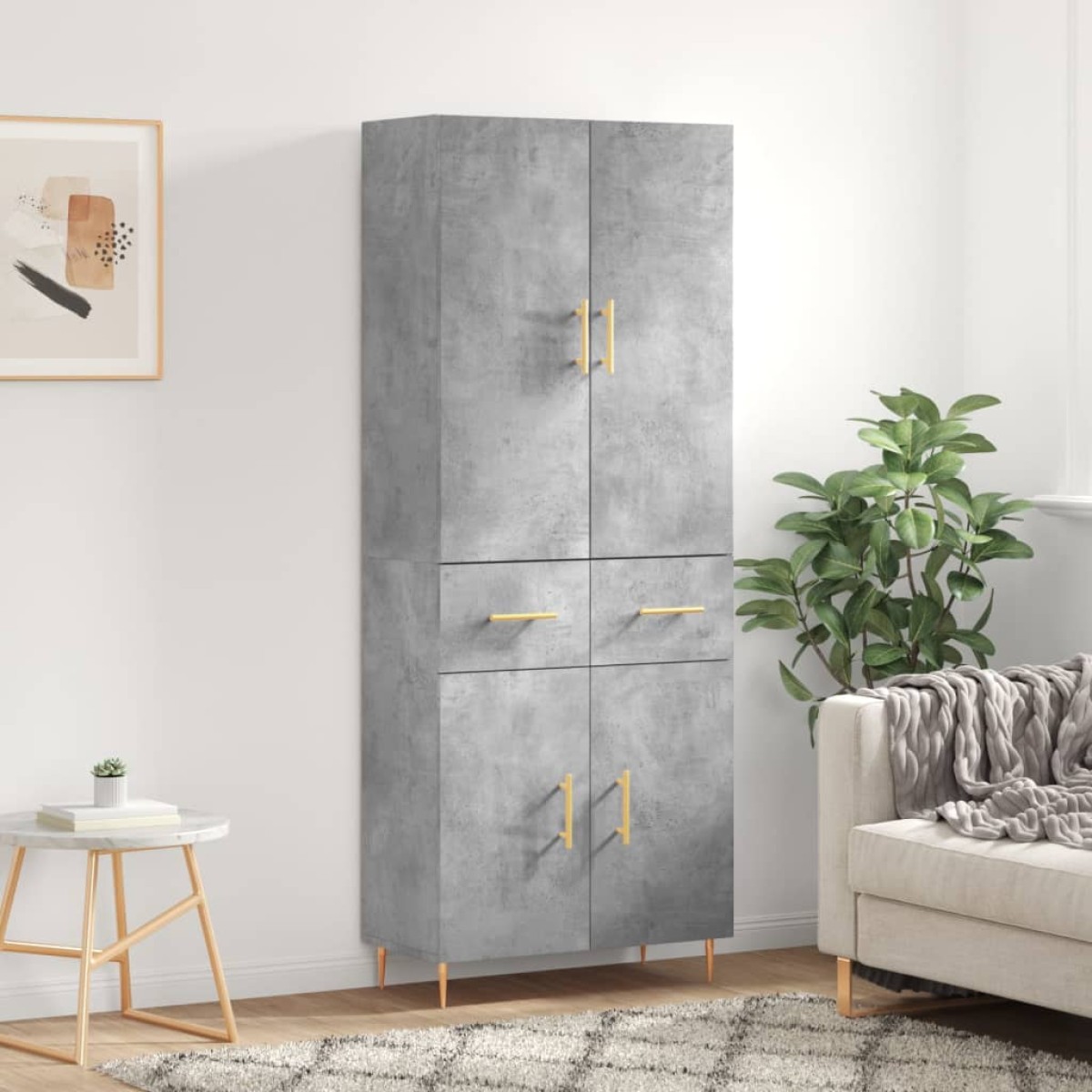 vidaXL Ντουλάπι Γκρι Σκυροδέματος 69,5x34x180 εκ. Επεξεργασμένο Ξύλο