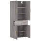 vidaXL Ντουλάπι Γκρι Sonoma 69,5 x 34 x 180 εκ. Επεξεργασμένο Ξύλο