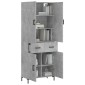 vidaXL Ντουλάπι Γκρι Σκυροδέματος 69,5x34x180 εκ. Επεξεργασμένο Ξύλο