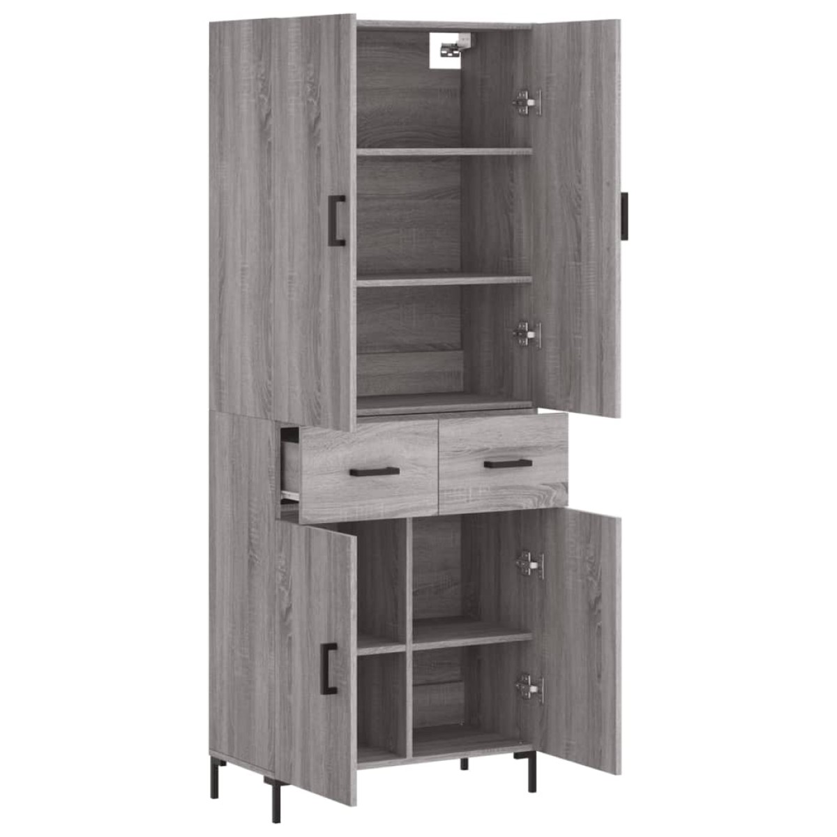 vidaXL Ντουλάπι Γκρι Sonoma 69,5 x 34 x 180 εκ. Επεξεργασμένο Ξύλο