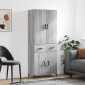 vidaXL Ντουλάπι Γκρι Sonoma 69,5 x 34 x 180 εκ. Επεξεργασμένο Ξύλο