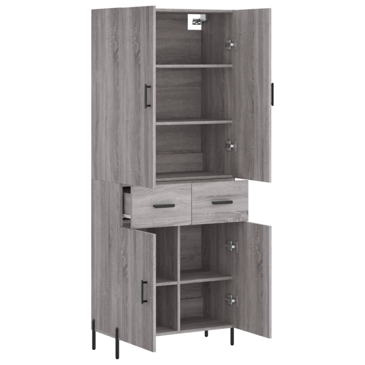 vidaXL Ντουλάπι Γκρι Sonoma 69,5 x 34 x 180 εκ. Επεξεργασμένο Ξύλο