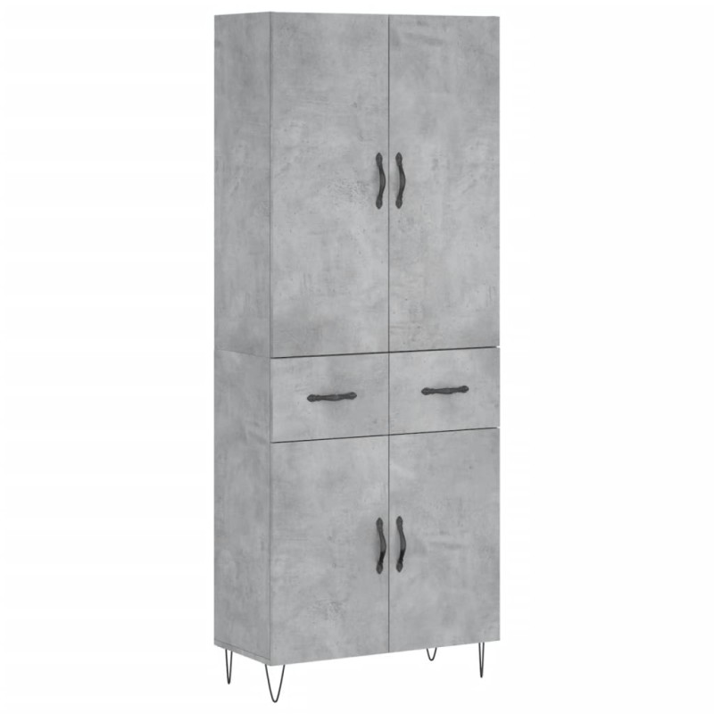 vidaXL Ντουλάπι Γκρι Σκυροδέματος 69,5x34x180 εκ. Επεξεργασμένο Ξύλο