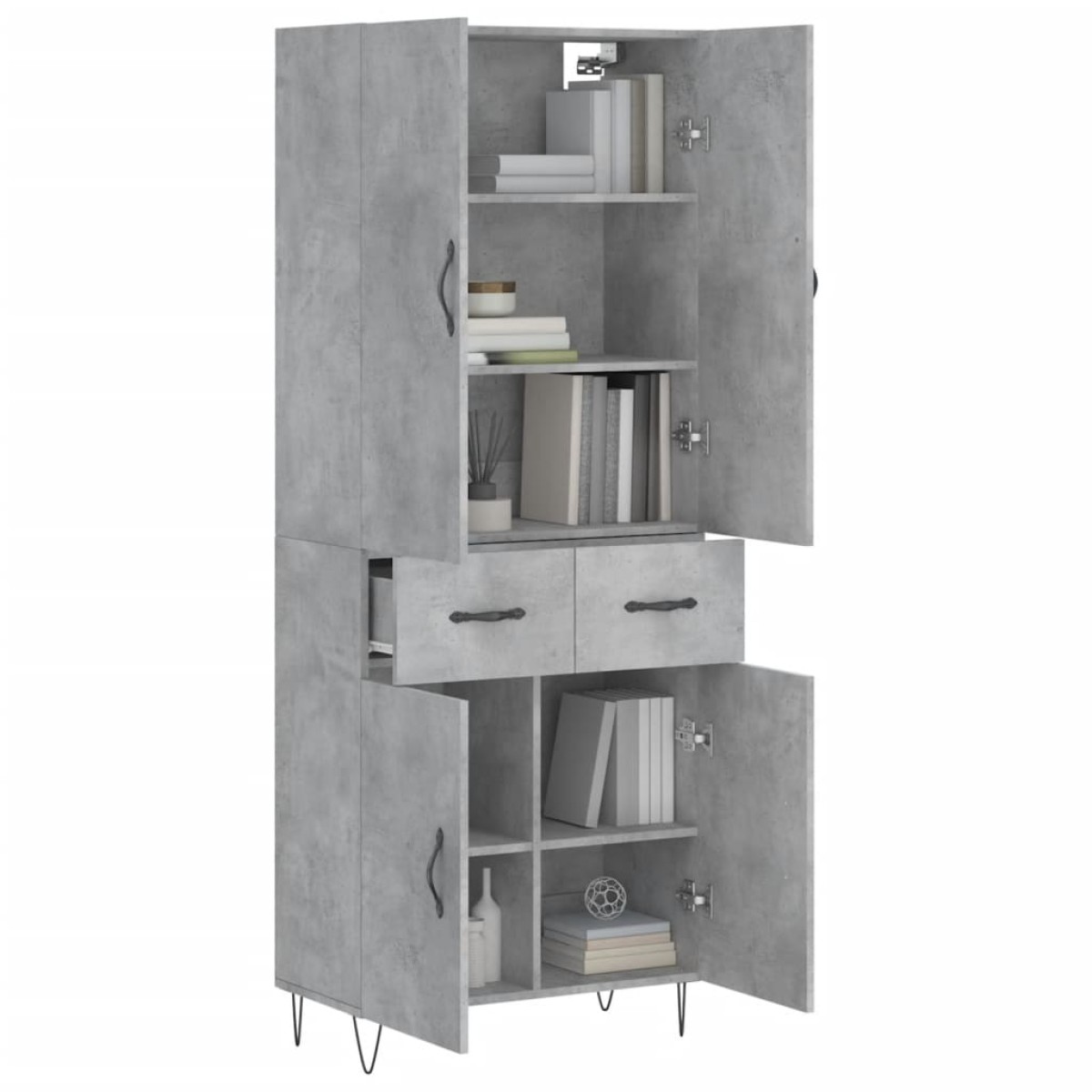 vidaXL Ντουλάπι Γκρι Σκυροδέματος 69,5x34x180 εκ. Επεξεργασμένο Ξύλο