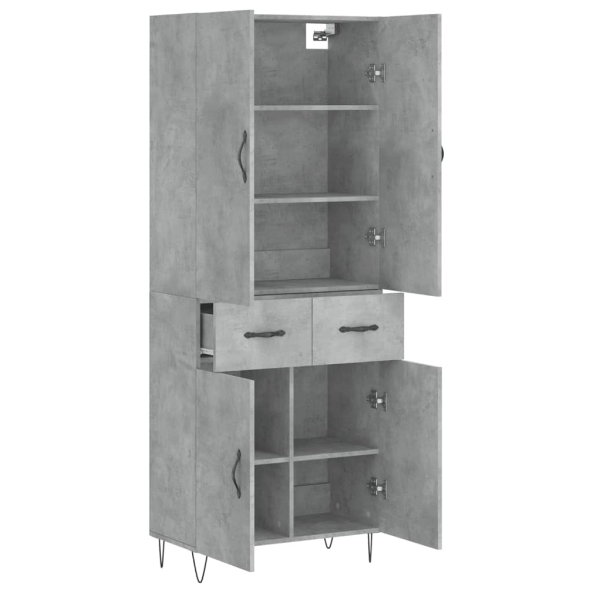 vidaXL Ντουλάπι Γκρι Σκυροδέματος 69,5x34x180 εκ. Επεξεργασμένο Ξύλο