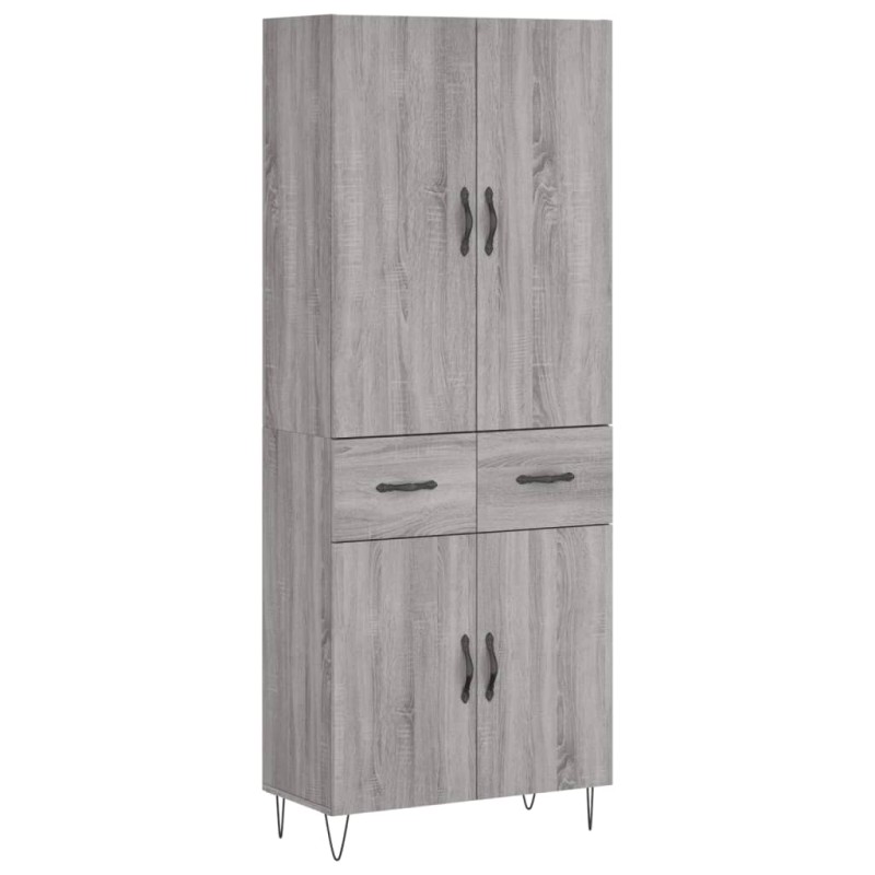 vidaXL Ντουλάπι Γκρι Sonoma 69,5 x 34 x 180 εκ. Επεξεργασμένο Ξύλο