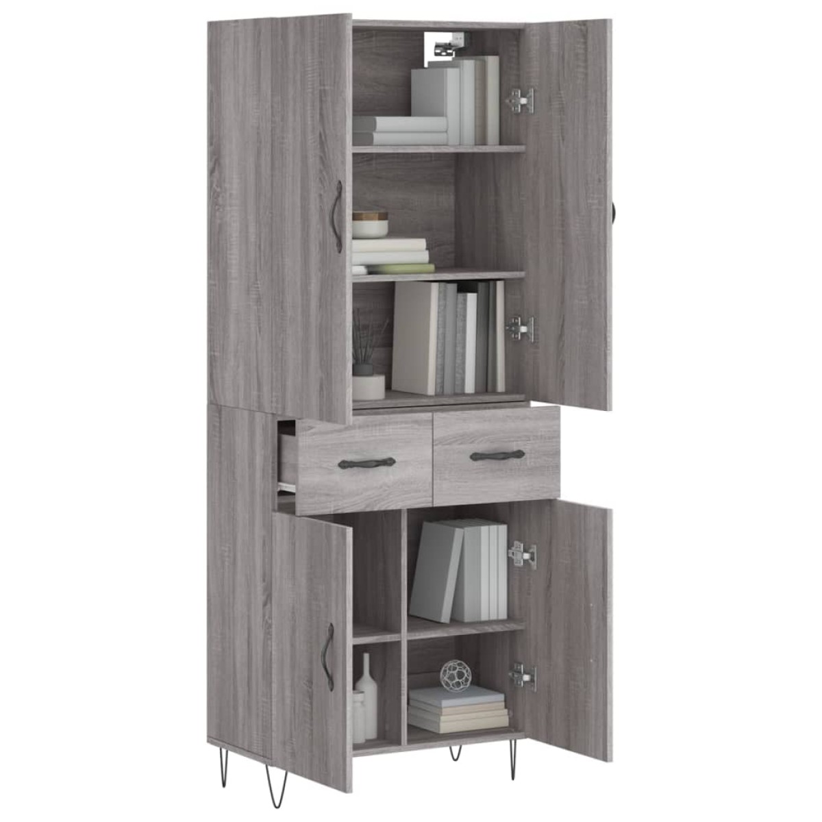 vidaXL Ντουλάπι Γκρι Sonoma 69,5 x 34 x 180 εκ. Επεξεργασμένο Ξύλο