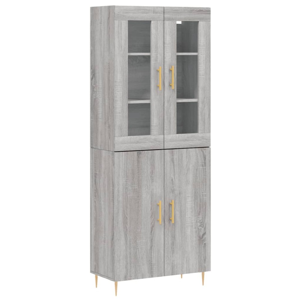 vidaXL Ντουλάπι Γκρι Sonoma 69,5 x 34 x 180 εκ. Επεξεργασμένο Ξύλο
