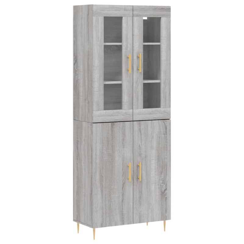 vidaXL Ντουλάπι Γκρι Sonoma 69,5 x 34 x 180 εκ. Επεξεργασμένο Ξύλο