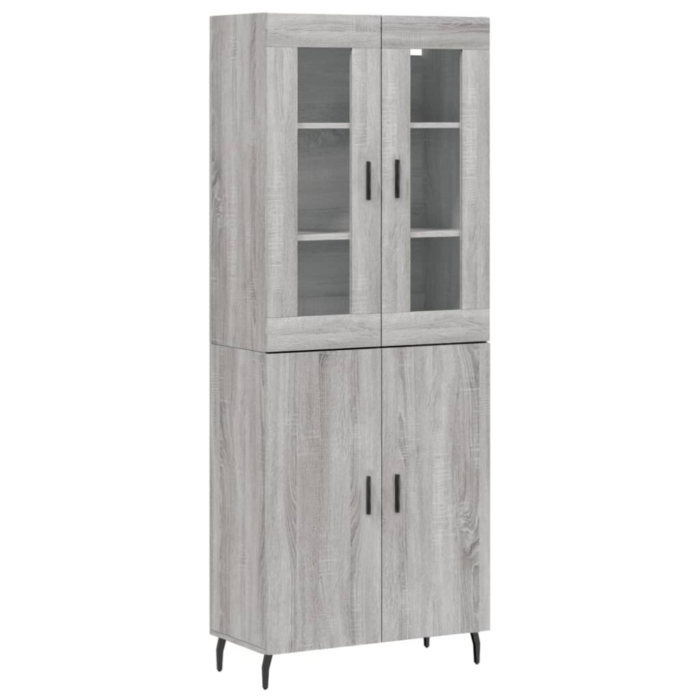 vidaXL Ντουλάπι Γκρι Sonoma 69,5 x 34 x 180 εκ. Επεξεργασμένο Ξύλο