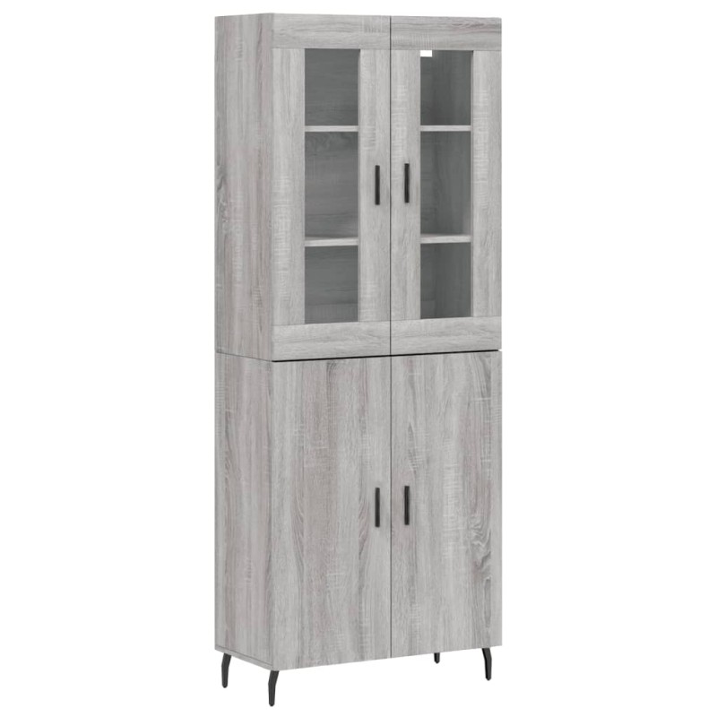 vidaXL Ντουλάπι Γκρι Sonoma 69,5 x 34 x 180 εκ. Επεξεργασμένο Ξύλο