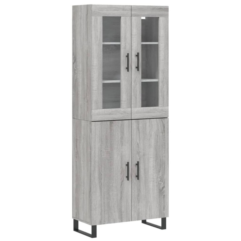 vidaXL Ντουλάπι Γκρι Sonoma 69,5 x 34 x 180 εκ. Επεξεργασμένο Ξύλο