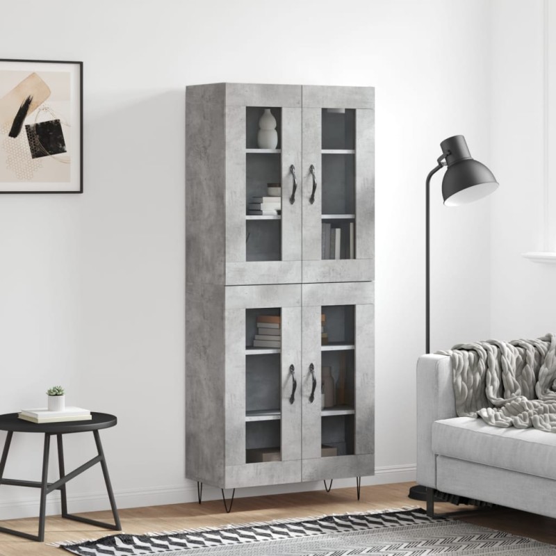 vidaXL Ντουλάπι Γκρι Σκυροδέματος 69,5x34x180 εκ. Επεξεργασμένο Ξύλο