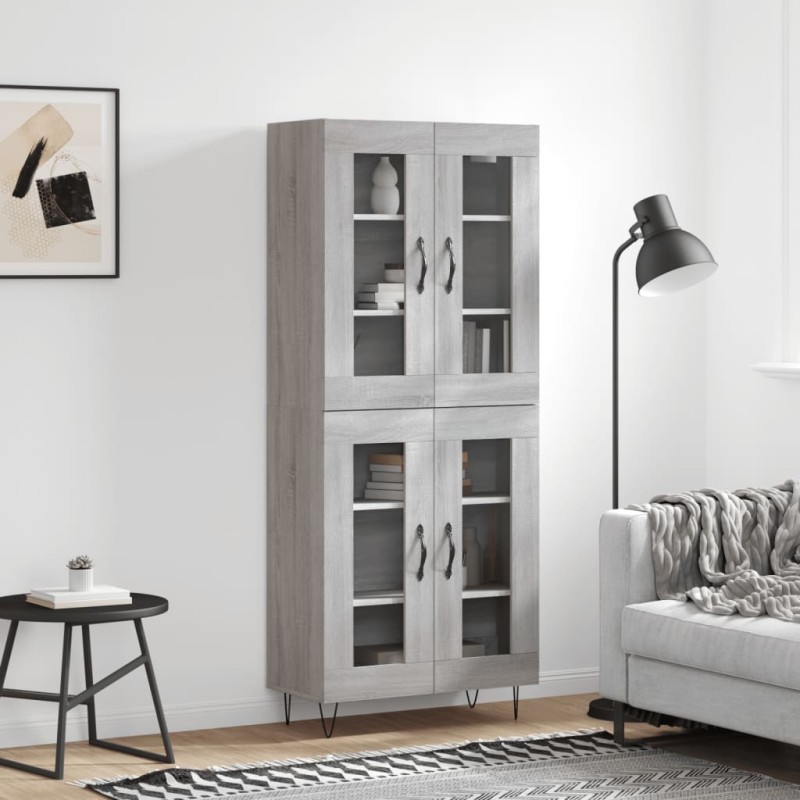 vidaXL Ντουλάπι Γκρι Sonoma 69,5 x 34 x 180 εκ. Επεξεργασμένο Ξύλο