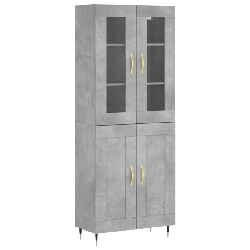 vidaXL Ντουλάπι Γκρι Σκυροδέματος 69,5x34x180 εκ. Επεξεργασμένο Ξύλο