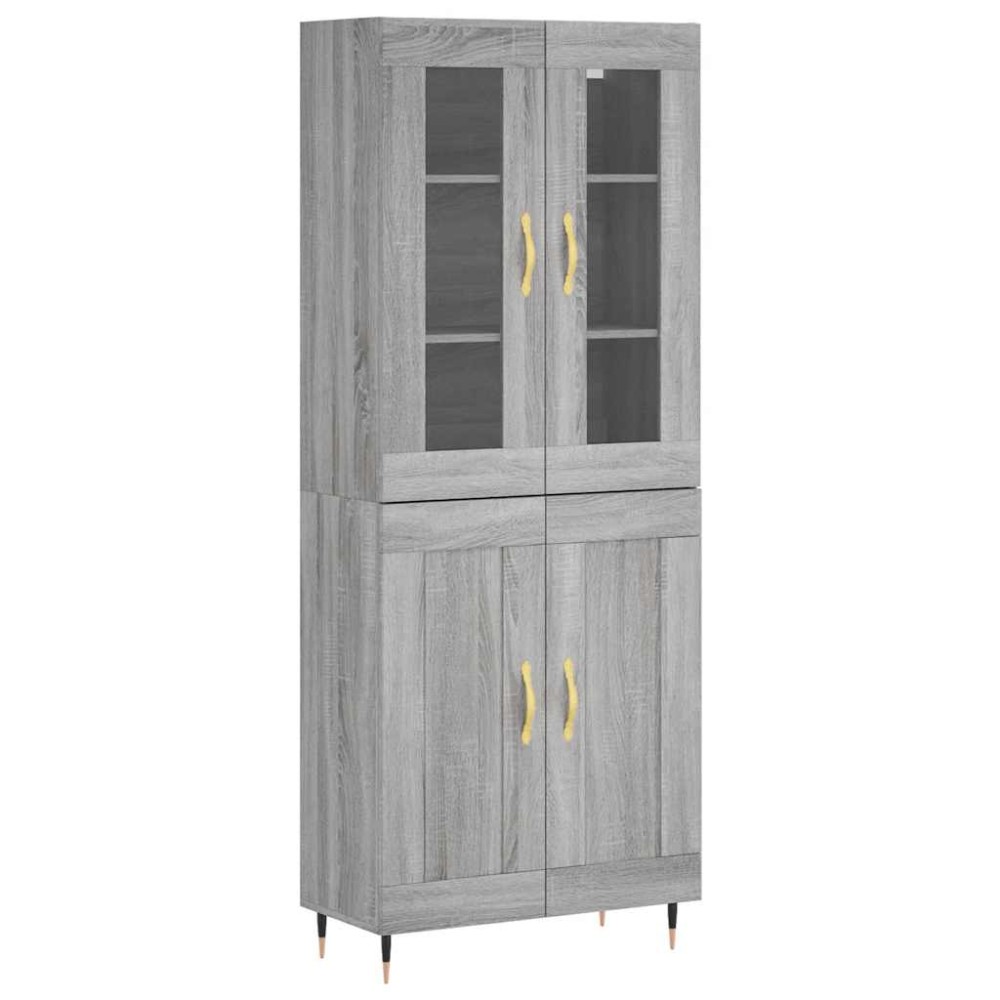 vidaXL Ντουλάπι Γκρι Sonoma 69,5 x 34 x 180 εκ. Επεξεργασμένο Ξύλο