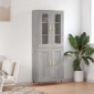 vidaXL Ντουλάπι Γκρι Sonoma 69,5 x 34 x 180 εκ. Επεξεργασμένο Ξύλο