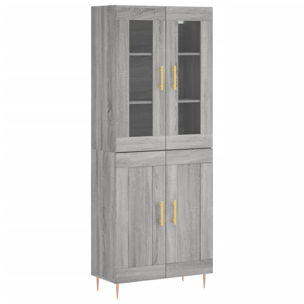 vidaXL Ντουλάπι Γκρι Sonoma 69,5 x 34 x 180 εκ. Επεξεργασμένο Ξύλο