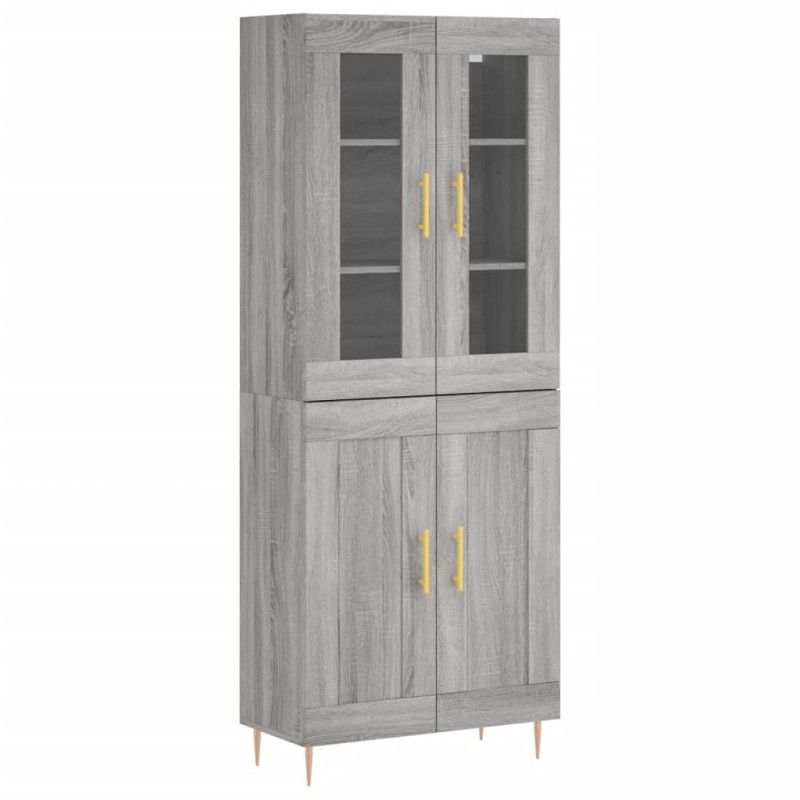 vidaXL Ντουλάπι Γκρι Sonoma 69,5 x 34 x 180 εκ. Επεξεργασμένο Ξύλο