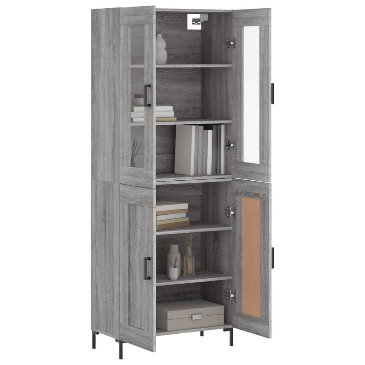 vidaXL Ντουλάπι Γκρι Sonoma 69,5 x 34 x 180 εκ. Επεξεργασμένο Ξύλο