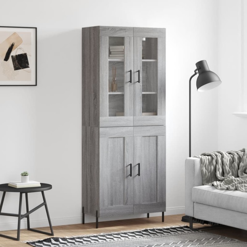 vidaXL Ντουλάπι Γκρι Sonoma 69,5 x 34 x 180 εκ. Επεξεργασμένο Ξύλο