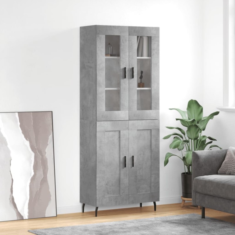 vidaXL Ντουλάπι Γκρι Σκυροδέματος 69,5x34x180 εκ. Επεξεργασμένο Ξύλο