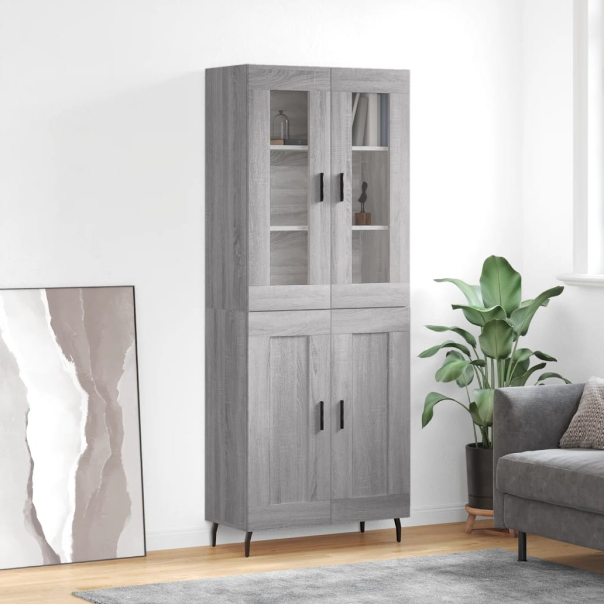 vidaXL Ντουλάπι Γκρι Sonoma 69,5 x 34 x 180 εκ. Επεξεργασμένο Ξύλο
