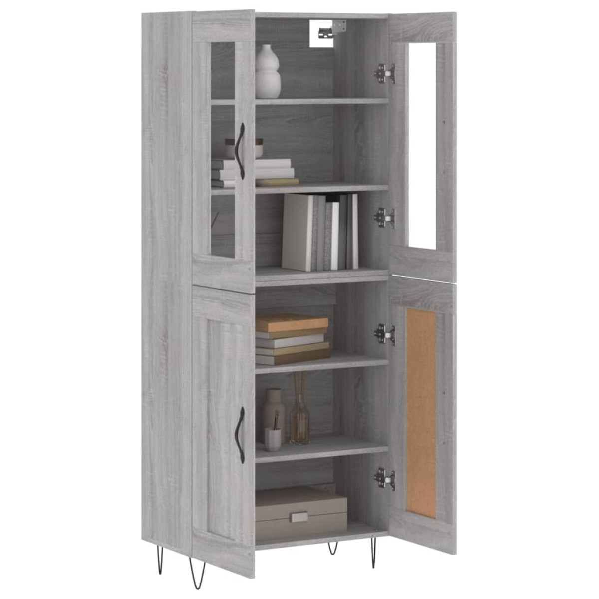 vidaXL Ντουλάπι Γκρι Sonoma 69,5 x 34 x 180 εκ. Επεξεργασμένο Ξύλο