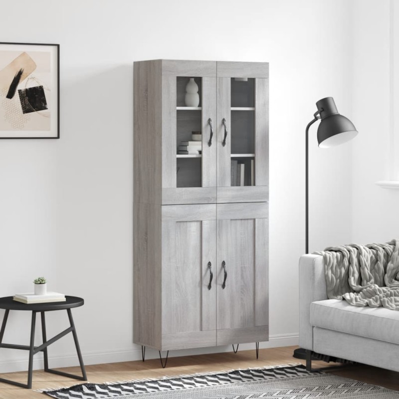 vidaXL Ντουλάπι Γκρι Sonoma 69,5 x 34 x 180 εκ. Επεξεργασμένο Ξύλο