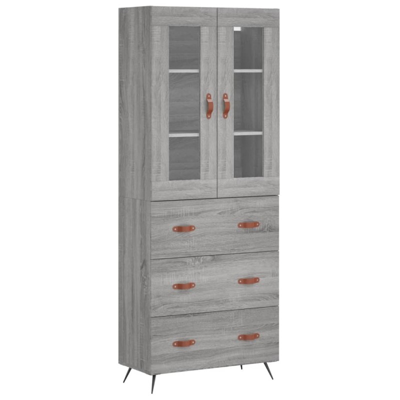 vidaXL Ντουλάπι Γκρι Sonoma 69,5 x 34 x 180 εκ. Επεξεργασμένο Ξύλο