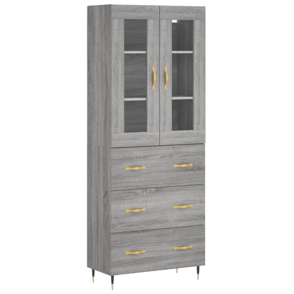 vidaXL Ντουλάπι Γκρι Sonoma 69,5 x 34 x 180 εκ. Επεξεργασμένο Ξύλο