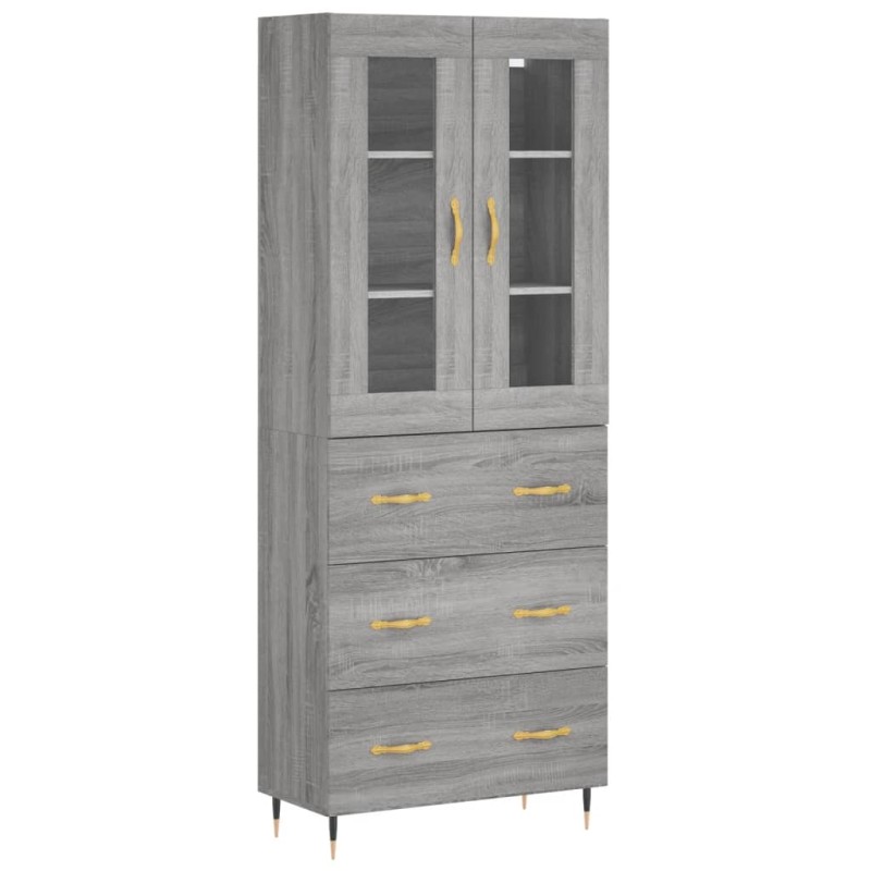 vidaXL Ντουλάπι Γκρι Sonoma 69,5 x 34 x 180 εκ. Επεξεργασμένο Ξύλο