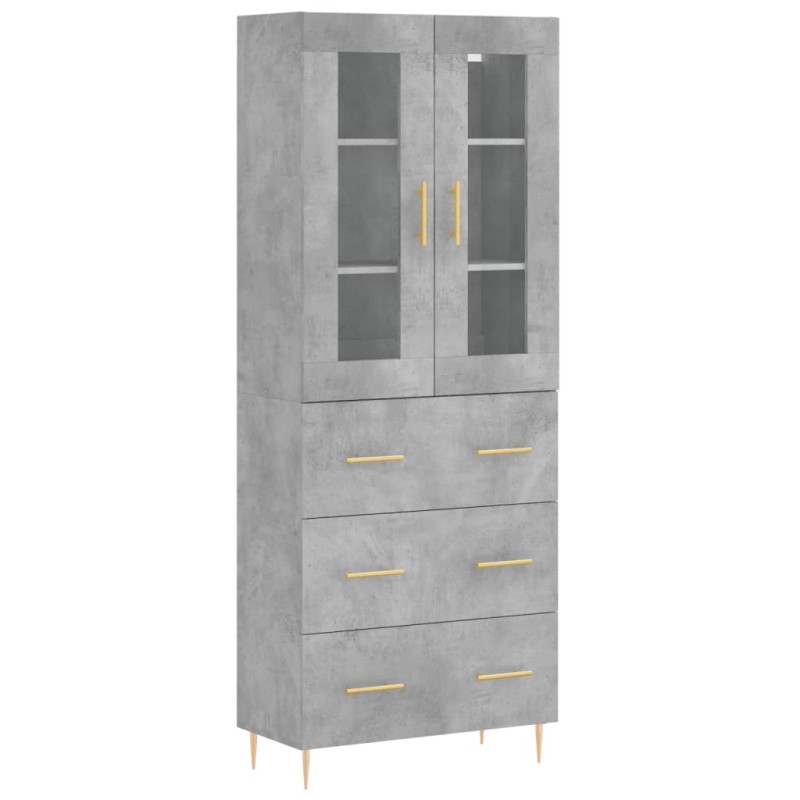 vidaXL Ντουλάπι Γκρι Σκυροδέματος 69,5x34x180 εκ. Επεξεργασμένο Ξύλο