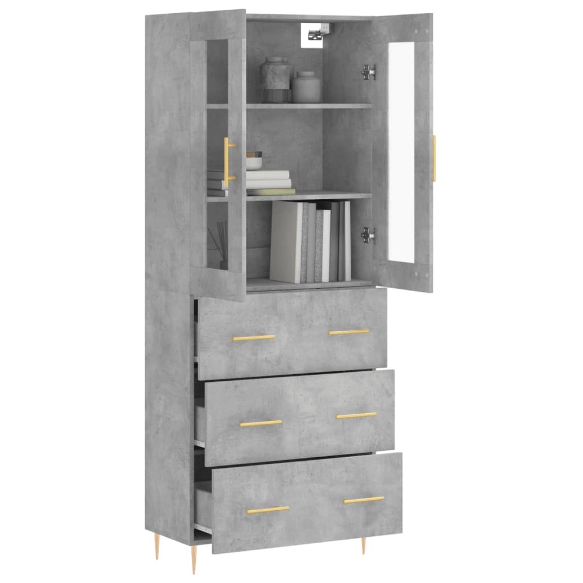 vidaXL Ντουλάπι Γκρι Σκυροδέματος 69,5x34x180 εκ. Επεξεργασμένο Ξύλο