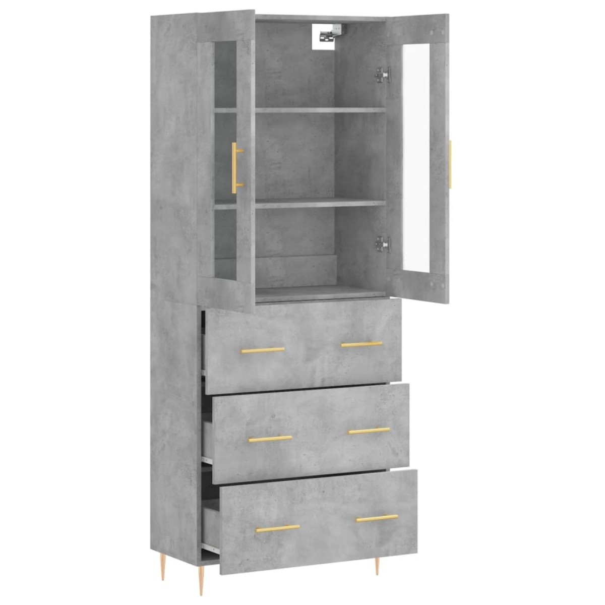 vidaXL Ντουλάπι Γκρι Σκυροδέματος 69,5x34x180 εκ. Επεξεργασμένο Ξύλο