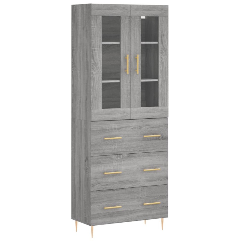 vidaXL Ντουλάπι Γκρι Sonoma 69,5 x 34 x 180 εκ. Επεξεργασμένο Ξύλο