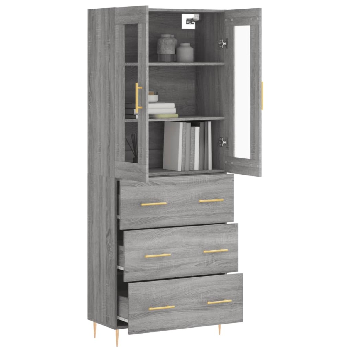 vidaXL Ντουλάπι Γκρι Sonoma 69,5 x 34 x 180 εκ. Επεξεργασμένο Ξύλο