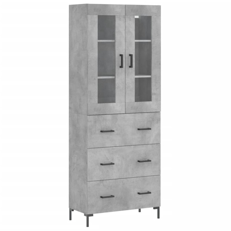 vidaXL Ντουλάπι Γκρι Σκυροδέματος 69,5x34x180 εκ. Επεξεργασμένο Ξύλο
