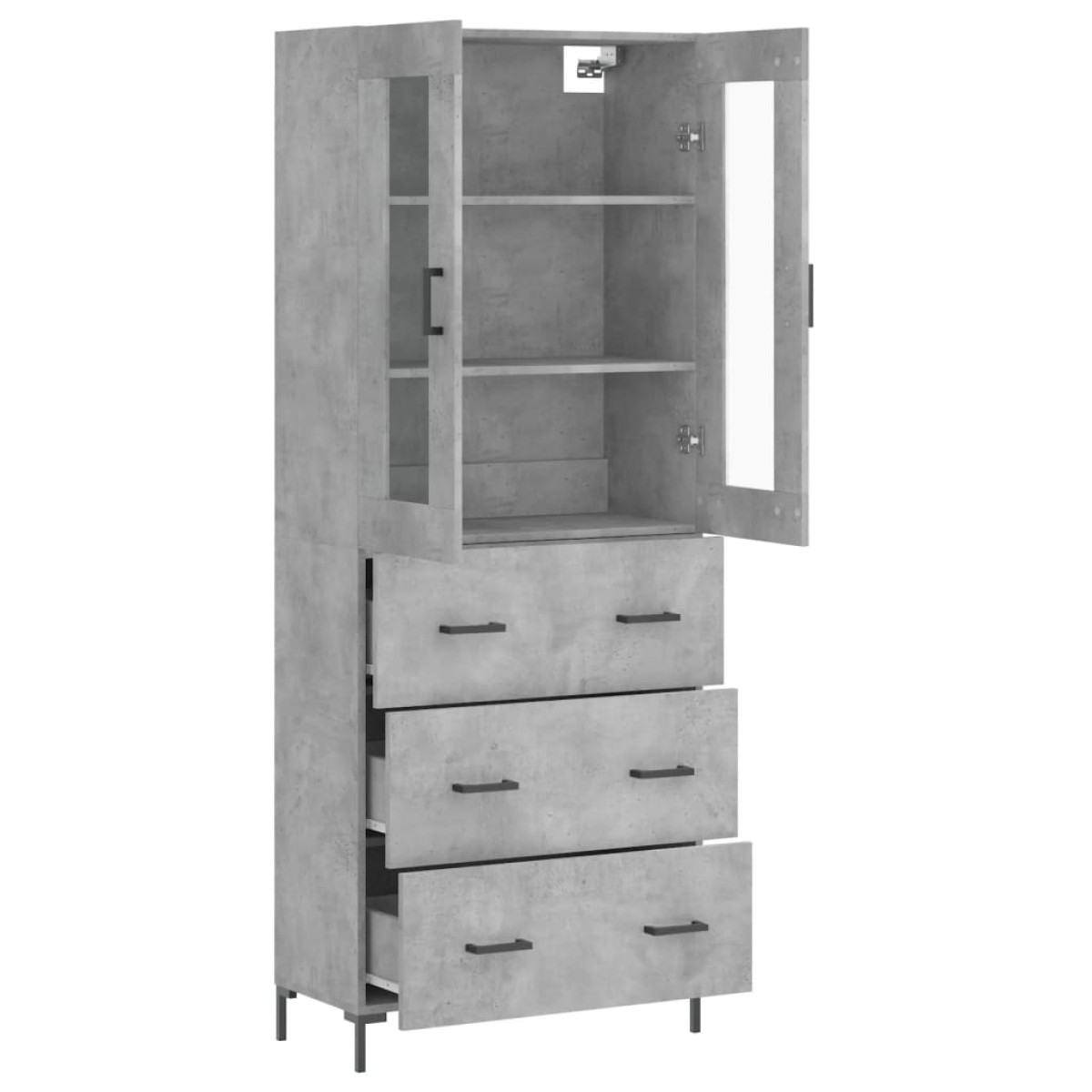 vidaXL Ντουλάπι Γκρι Σκυροδέματος 69,5x34x180 εκ. Επεξεργασμένο Ξύλο