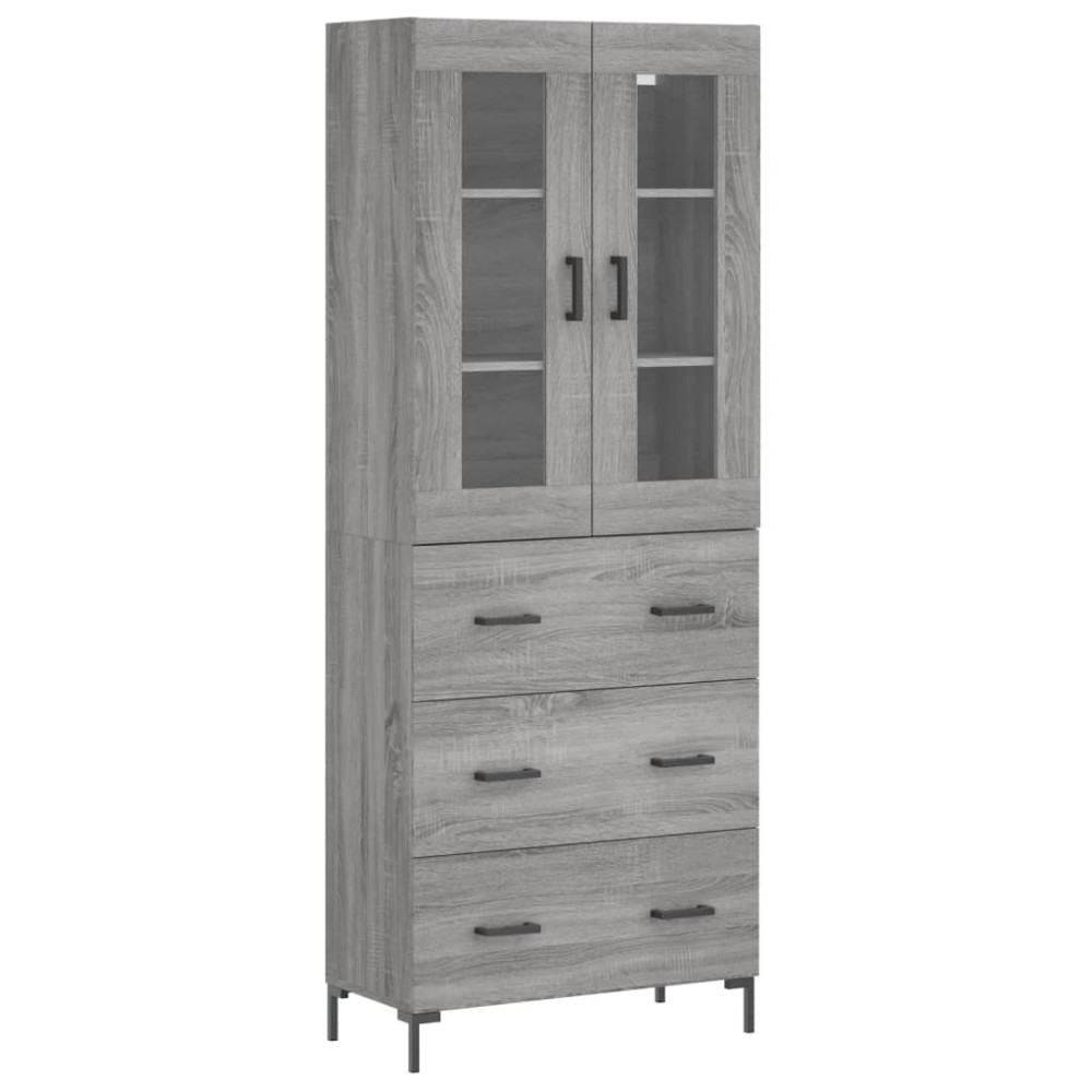 vidaXL Ντουλάπι Γκρι Sonoma 69,5 x 34 x 180 εκ. Επεξεργασμένο Ξύλο
