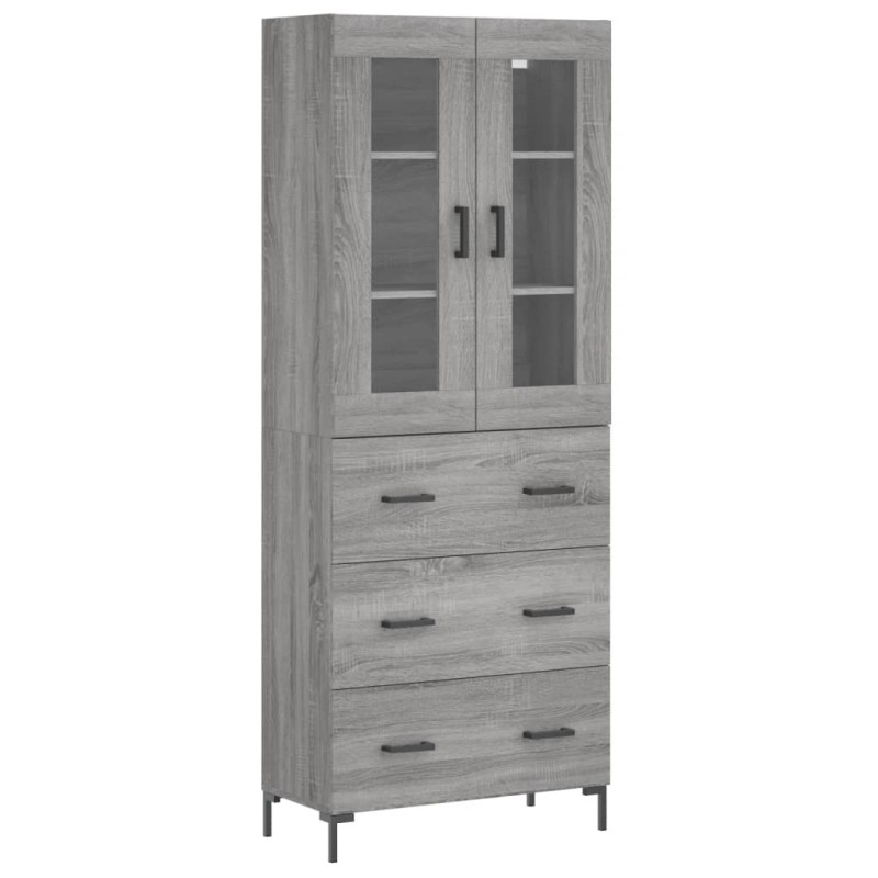 vidaXL Ντουλάπι Γκρι Sonoma 69,5 x 34 x 180 εκ. Επεξεργασμένο Ξύλο