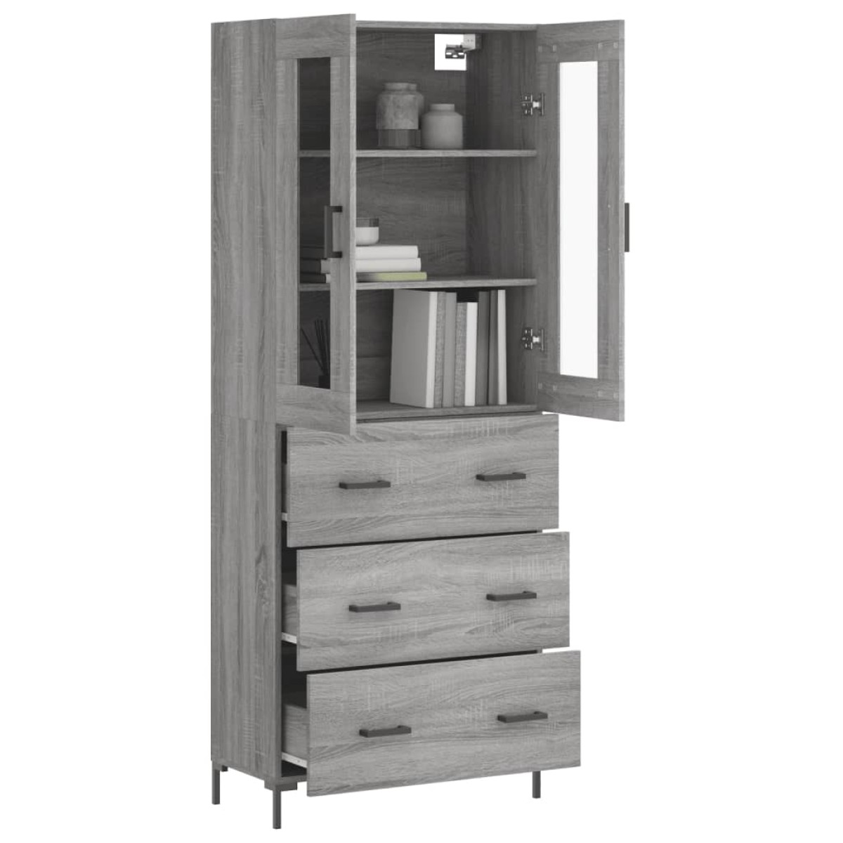vidaXL Ντουλάπι Γκρι Sonoma 69,5 x 34 x 180 εκ. Επεξεργασμένο Ξύλο