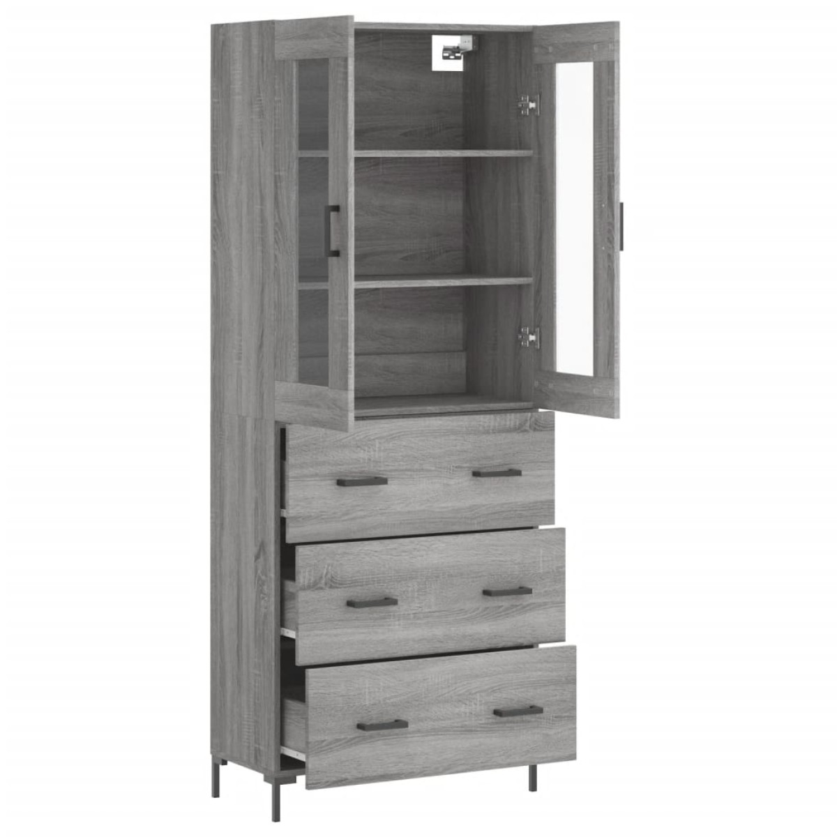 vidaXL Ντουλάπι Γκρι Sonoma 69,5 x 34 x 180 εκ. Επεξεργασμένο Ξύλο