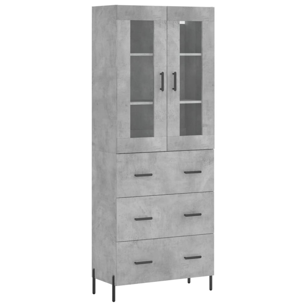 vidaXL Ντουλάπι Γκρι Σκυροδέματος 69,5x34x180 εκ. Επεξεργασμένο Ξύλο
