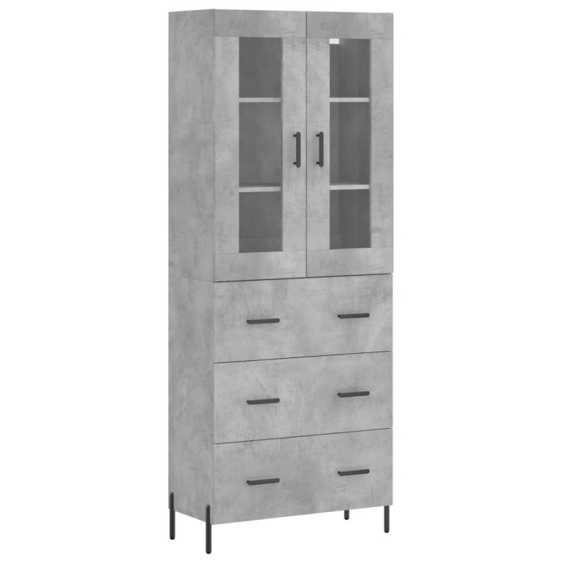 vidaXL Ντουλάπι Γκρι Σκυροδέματος 69,5x34x180 εκ. Επεξεργασμένο Ξύλο