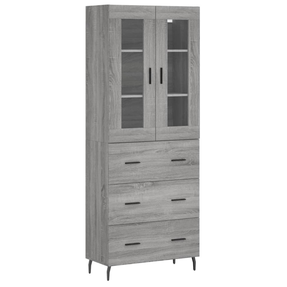vidaXL Ντουλάπι Γκρι Sonoma 69,5 x 34 x 180 εκ. Επεξεργασμένο Ξύλο